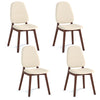 Set of 4 mid-century modern wooden dining chairs with upholstered seats and brown rubber wood frames for versatile use.