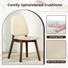 Mid-century modern wooden dining chair with upholstered cushion, natural rubber wood, and skin-friendly linen fabric.