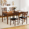 Wooden dining chair set of 2 with PU leather padded seats and rubber wood frames in deep brown, ideal for dining rooms.