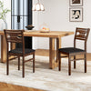 Wooden dining chair set of 2 with PU leather padded seats and rubber wood frames in walnut finish, ideal for dining.