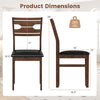 Wooden dining chair dimensions with PU leather padded seat, rubber wood frame, and a weight capacity of 285 lbs.