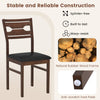 Wooden dining chair with PU leather padded seat, rubber wood frame, and anti-scratch foot pads for dining room use.
