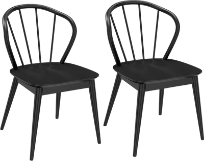 Costway Wooden Dining Chairs Set of 2 High Spindle Back Wide Seat 37162948 New