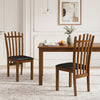 Wooden dining chair set of 2 with spindle back and black PU leather seats, perfect for enhancing any dining space.