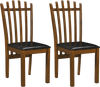 Set of 2 wooden dining chairs with spindle back and black PU leather seats, designed for comfort and durability.