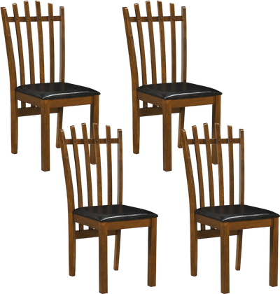 Costway Wooden Dining Chair Set of 4 Spindle Back PU Leather Seat 32697904 New