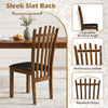 Wooden dining chair with sleek slat back, PU leather seat, and reinforced crossbar for reliable support and comfort.