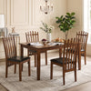 Side view of a single wooden dining chair with a spindle back and black PU leather seat, ideal for stylish dining rooms.