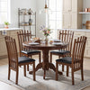 Wooden dining chair set of 4 with spindle back and black PU leather seats, perfect for elegant dining spaces.