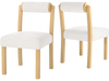 Set of 2 white wooden dining chairs with rubber wood frames and cozy faux sherpa upholstery for stylish dining.