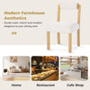 Wooden dining chair set of 2 with rubber wood frame and white faux sherpa upholstery, perfect for home or cafe settings.