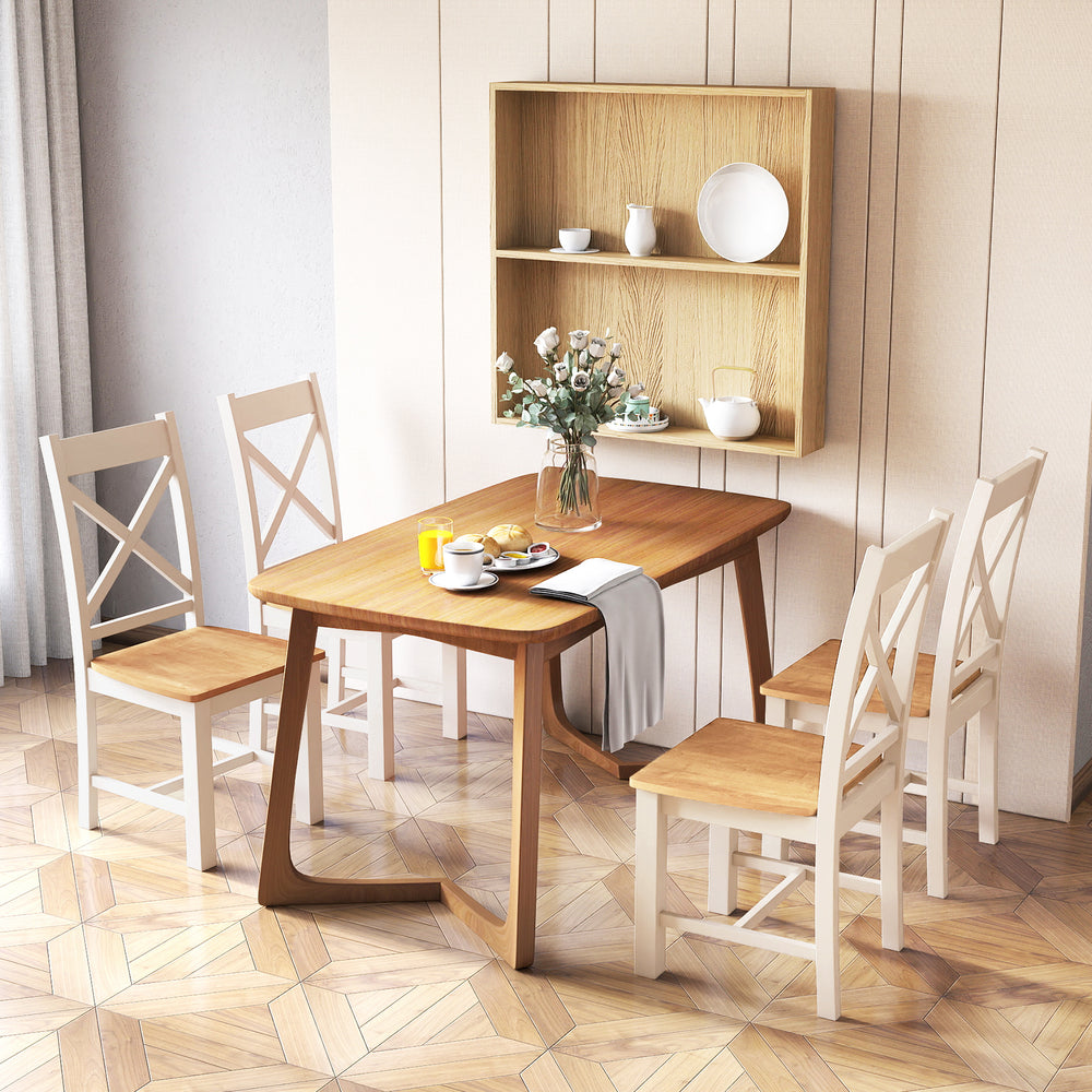 Wooden dining chairs set of 2 with high back and rubber wood frame, perfect for modern farmhouse dining spaces.