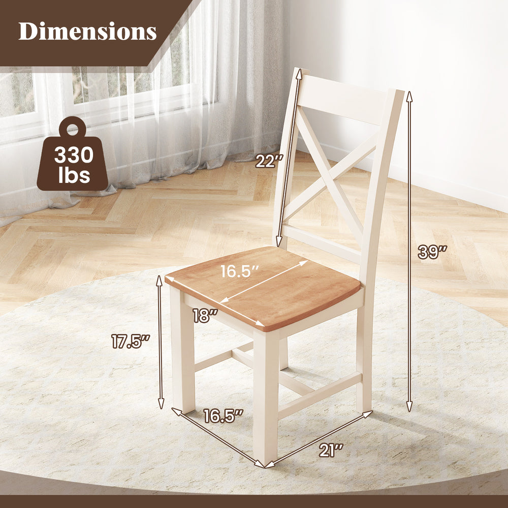 Wooden dining chair with natural rubber wood frame, high backrest, and dimensions for comfortable seating in various.