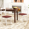 Wooden Dining Chairs Set of 2 Armless Kitchen Chairs with Hollowed Backrest-White - Gallery View 1 of 9