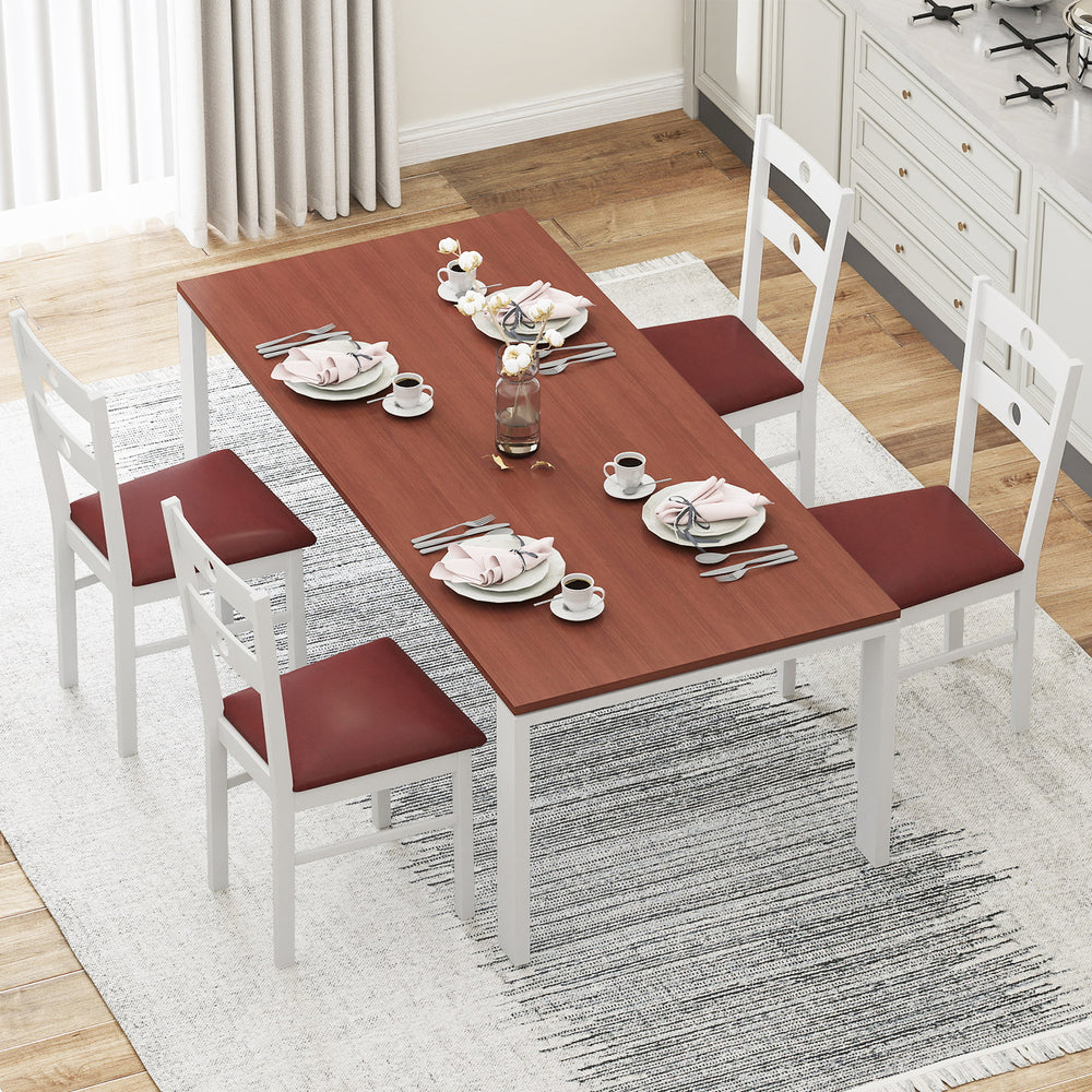 Armless wooden dining chairs set of 2 in white with upholstered seats, ideal for kitchens and dining rooms.