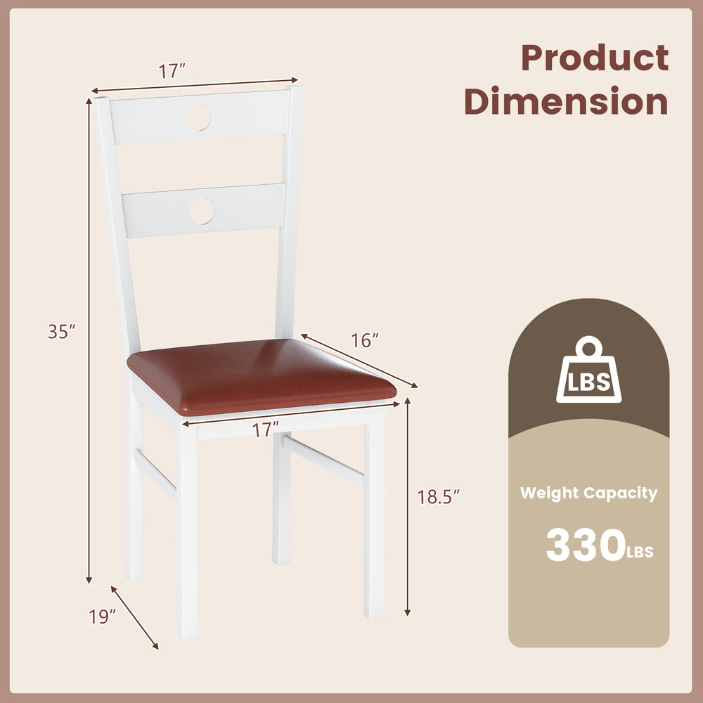 Wooden dining chair with hollowed backrest, upholstered seat, and sturdy rubber wood construction, ideal for kitchens.