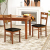 Wooden Dining Chairs Set of 4 Armless Kitchen Chairs with Hollowed Backrest-Brown - Gallery View 1 of 9