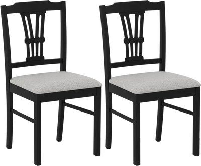 Costway Upholstered Wooden Dining Chairs Set of 2 Solid Rubber Wood Kitchen 98164730 New