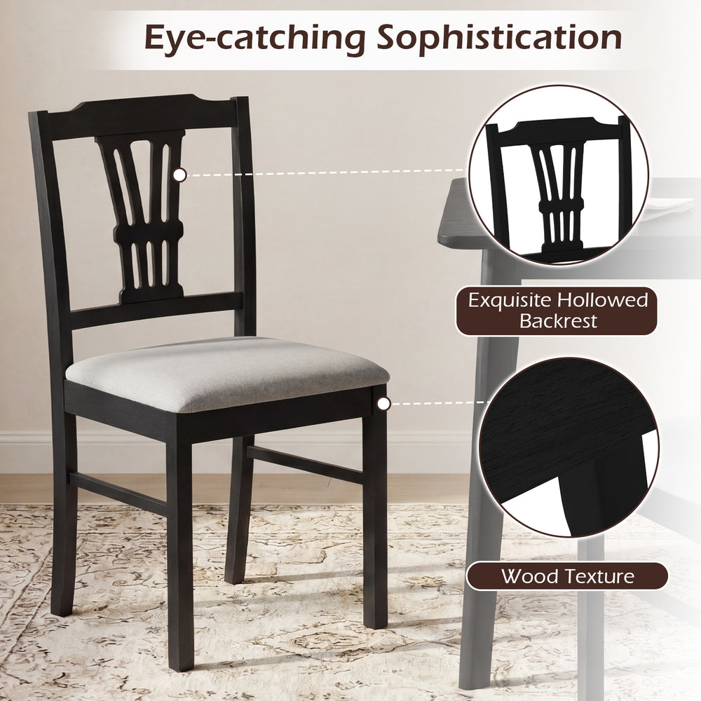 Upholstered wooden dining chair with a solid rubber wood frame and a sophisticated hollowed backrest, ideal for.