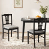 Set of 2 gray upholstered dining chairs with solid rubber wood frame, perfect for kitchen or dining room use.
