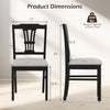 Wooden dining chair dimensions with solid rubber wood frame and gray upholstered seat, suitable for kitchen or dining.