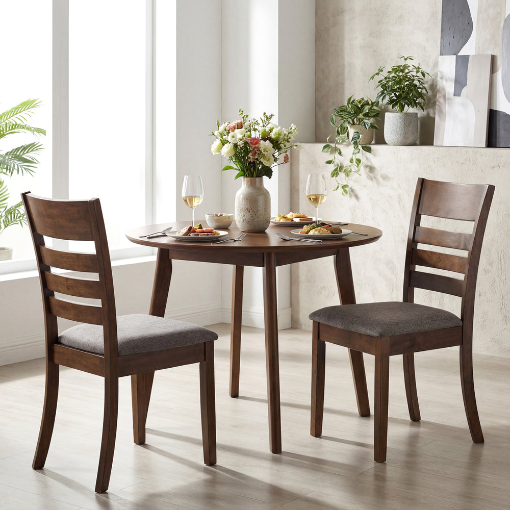 Wooden Dining Chairs Set of 4 Upholstered Kitchen Chairs with Rubber Wood Frame-Brown - Gallery View 1 of 9