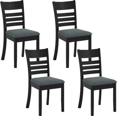 Costway Upholstered Wood Dining Chairs Set of 4 Rubber Wood Frame 25717281 New