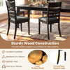 Set of 2 black upholstered wooden dining chairs with rubber wood frame, featuring high backrest and padded seat for.