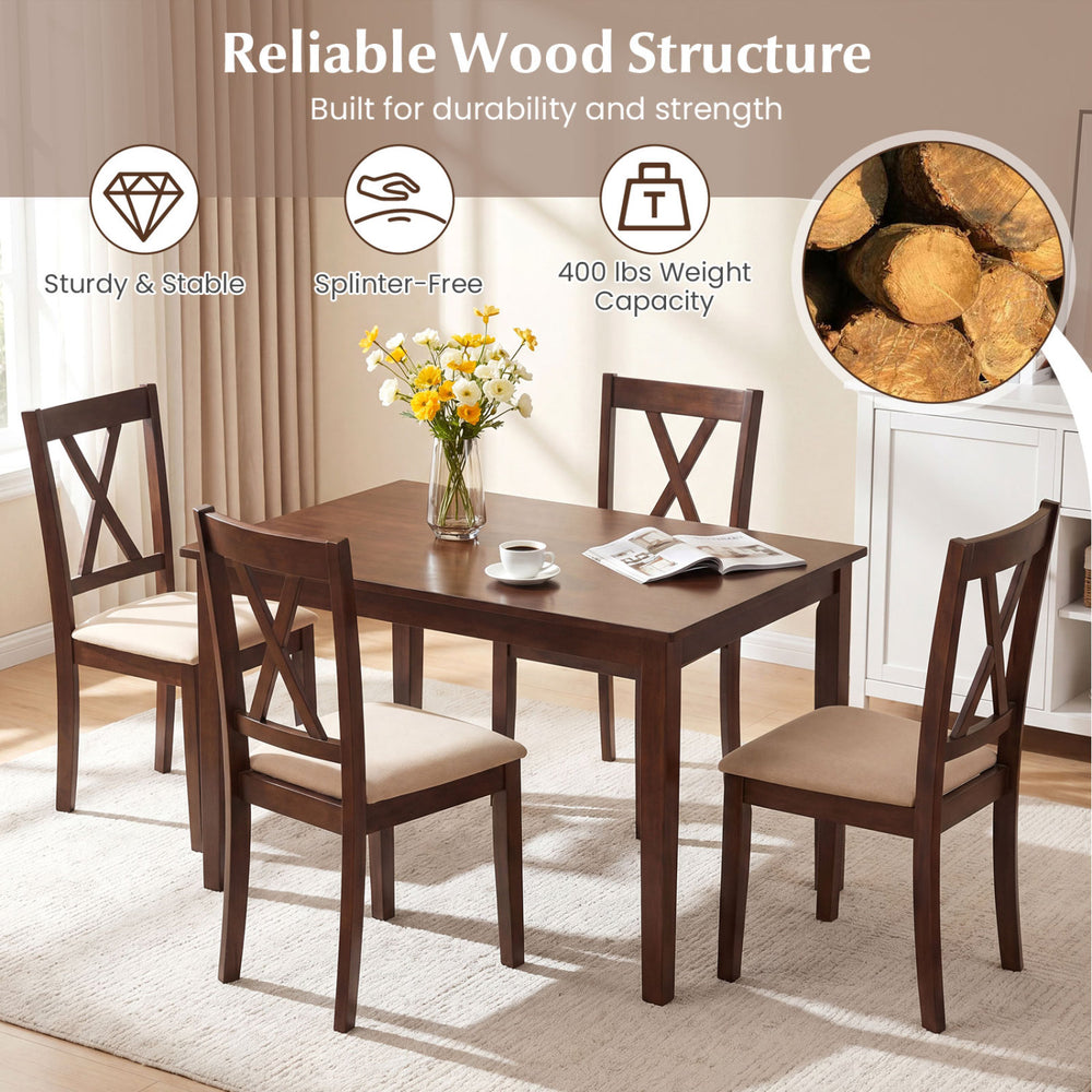 Dining table with a smooth surface and rubber wood legs, offering durability and easy maintenance for dining rooms.