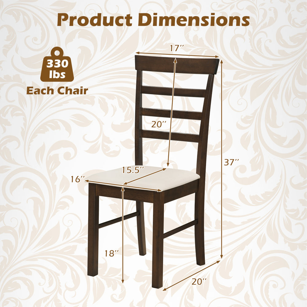 Wooden dining chair with a curved slatted backrest and fabric cushion, designed for comfort and stability in any room.