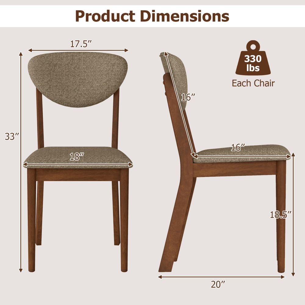 Wooden dining chair with padded seat back, solid rubber wood construction, and armless design for versatile placement.