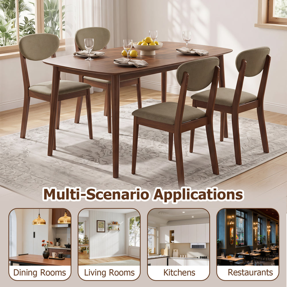 Wooden dining chairs set of 4 with padded seats in brown, perfect for dining rooms, kitchens, and restaurants.