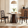 Brown wooden dining chairs set of 2 with faux leather padded seats, perfect for modern kitchen decor and comfort.