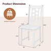White wooden dining chair with solid rubber wood frame, featuring a curved backrest and wide seat for comfort.