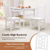 White wooden dining chair with a curved high backrest, made of solid rubber wood for durability and comfort.