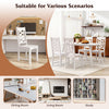 White wooden dining chair from a set of 4, featuring a solid rubber wood frame and a curved high backrest for comfort.