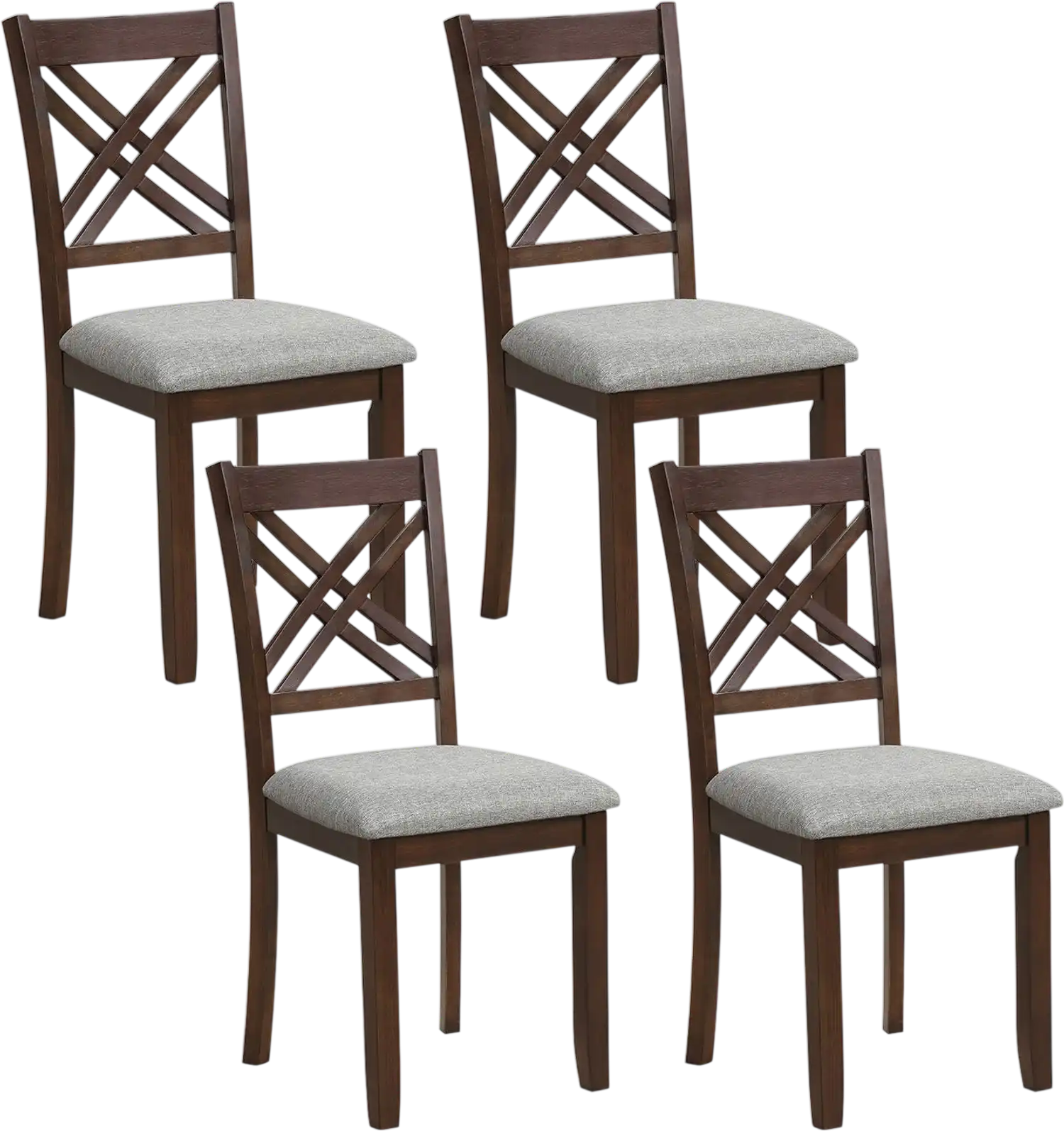 Costway Wooden Dining Chairs Set of 4 Fabric Padded Seat Solid Rubber Wood Kitchen 29022920 New