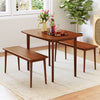 Walnut-finished wooden dining table for 2-4 people with rubber wood legs, ideal for small spaces and versatile use.