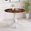 Wooden Dining Table with Round Tabletop and Curved Trestle Legs-Walnut & White - Gallery View 1 of 8