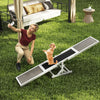 Wooden dog agility seesaw for outdoor training, crafted from spruce wood with a high-traction surface, ideal for dogs.