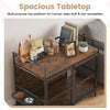Wooden dog crate furniture in brown features a spacious tabletop for pet necessities and a 360° swivel dog bowl holder.
