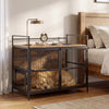 Wooden dog crate furniture for medium dogs features a multi-purpose top, dual locks, and a 360° swivel bowl holder.