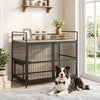 Wooden Dog Crate Furniture for Medium Dogs with Bowls and Rotatable Holder-Gray - Gallery View 1 of 11