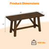 Wooden entryway bench with dimensions 38" x 15" x 18", made from rubber wood, supports up to 400 lbs for versatile use.