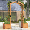 Wooden Garden Arbor with Planter and Trellis for Climbing Plants Decorations-Orange - Gallery View 1 of 10