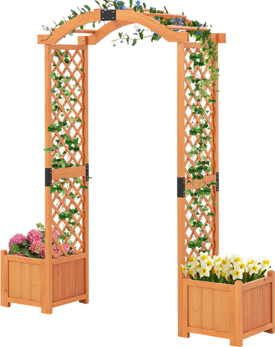 Costway Wooden Garden Arbor Planter Trellis Climbing Plants 73561429 New