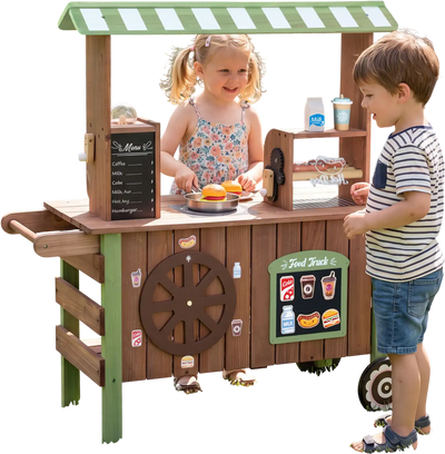 Costway Wooden Kids Grocery Store Playset Large Wheels 67891317 New