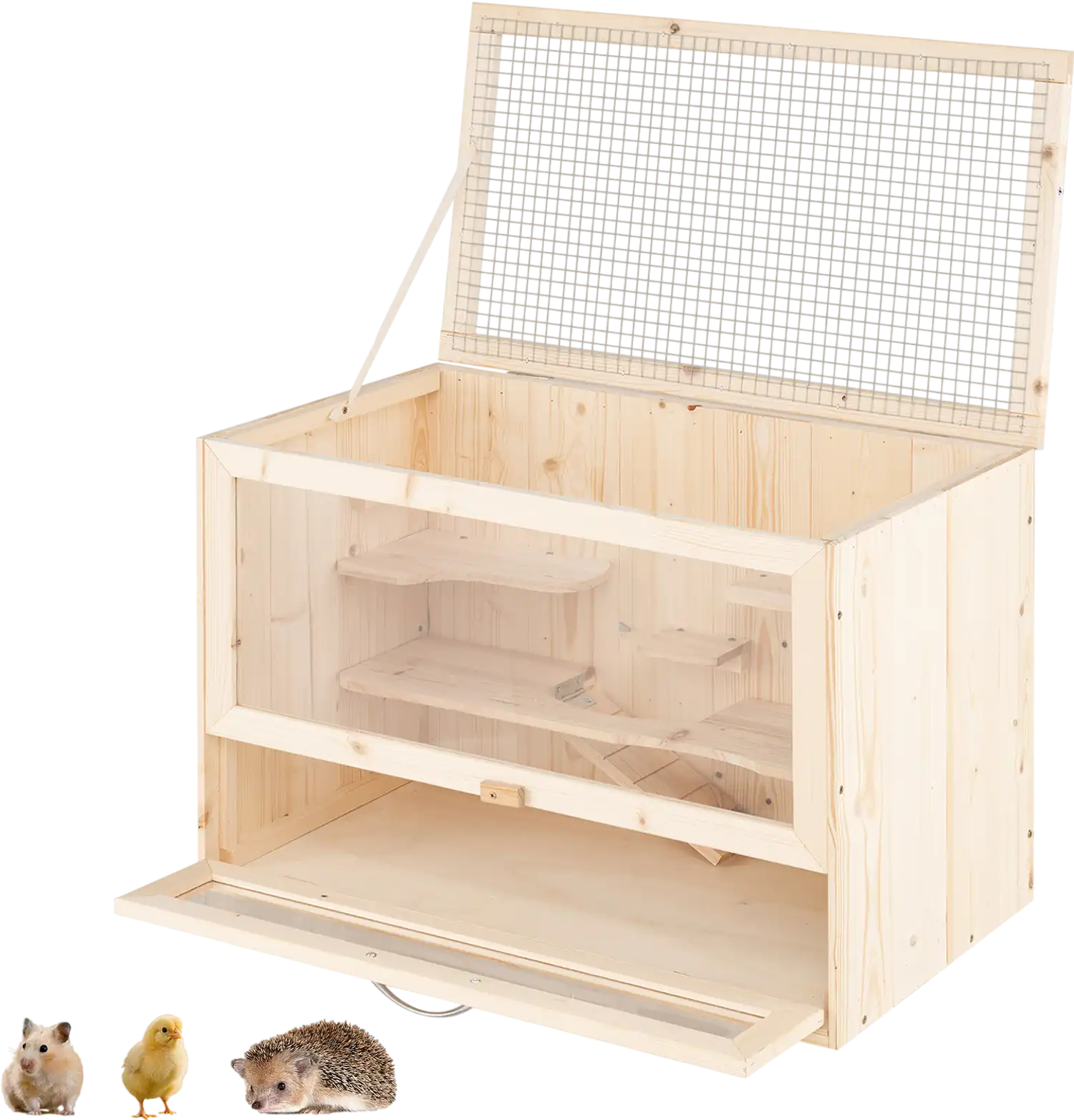 Costway Wooden Hamster Cage Mesh Flip Roof 35820462 New
