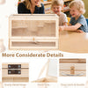 Wooden hamster cage with mesh flip roof, multi-level design, and bottom storage for small pets like hamsters and guinea.