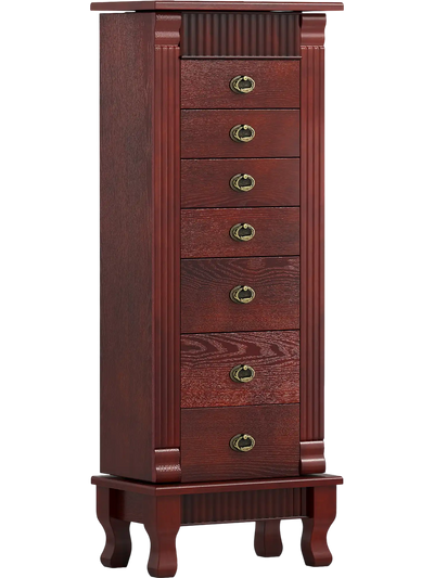 Costway Wooden Jewelry Armoire Cabinet Storage Chest Drawers Swing Doors 36204715 New